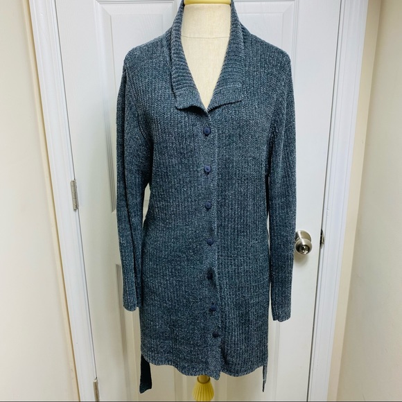 designers studio originals women soft long cardigan button gray size S - Picture 2 of 5